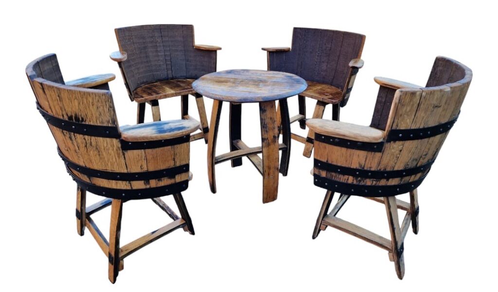 Whiskey Barrel Armchairs & Coffee Table Set ​