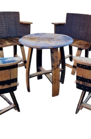 Whiskey Barrel Armchairs & Coffee Table Set 