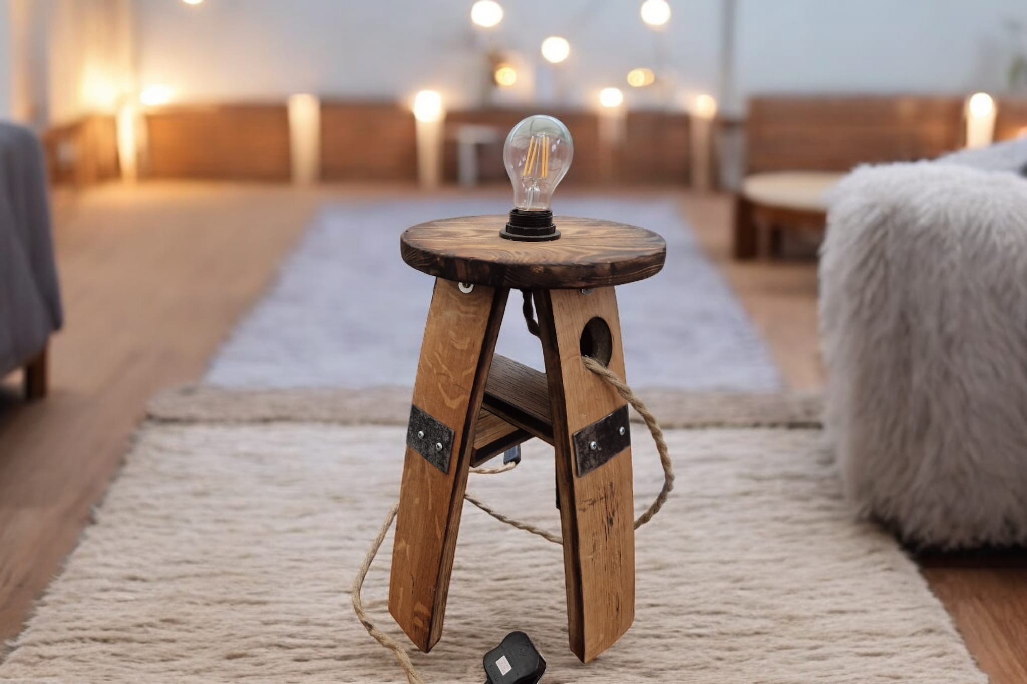 Oak Whiskey Barrel Lamp