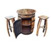 Barrel Cabinet Table & 2 Stools Set