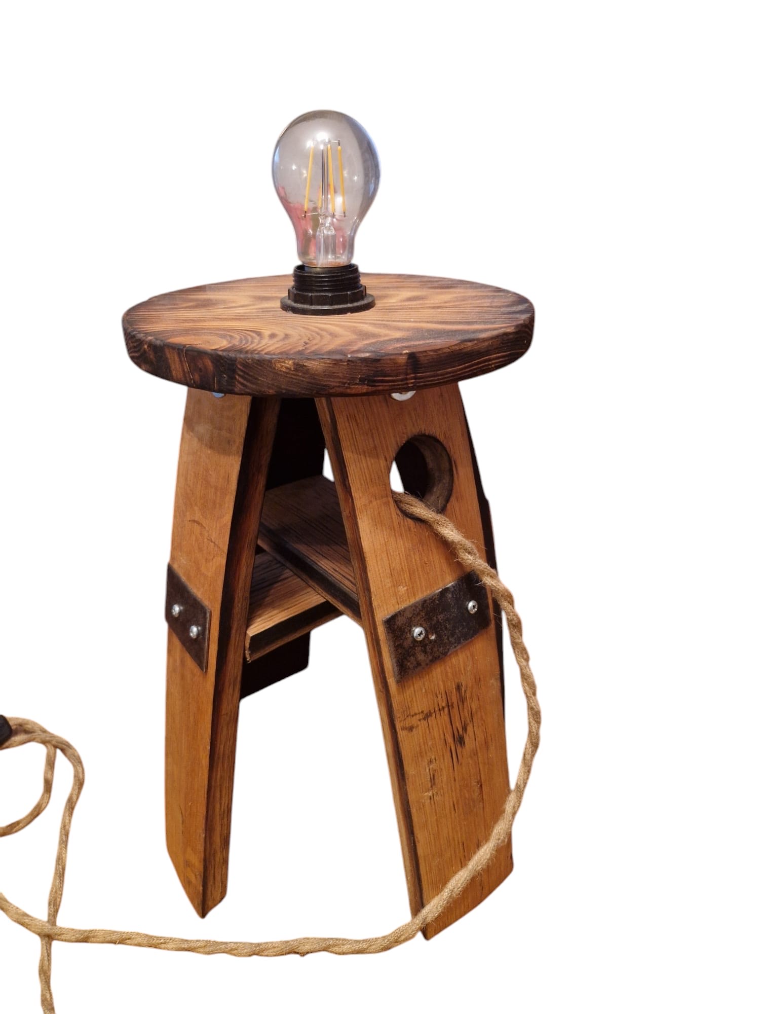 Oak Whiskey Barrel Lamp