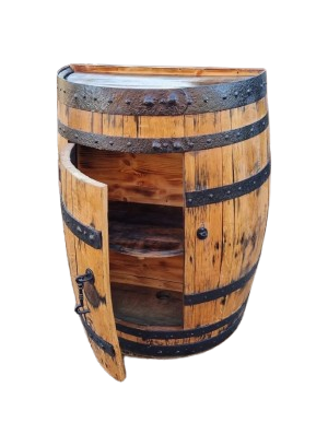 Half Whiskey Barrel Cabinet Bar Storage