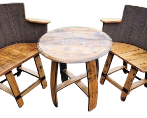 oak barrel armchair duo