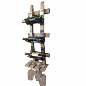 Handcrafted Vertical Stave Wine Rack (with Glass Holder)