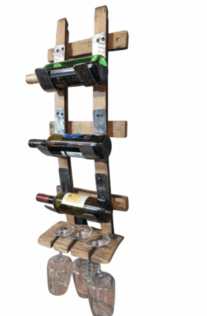 Handcrafted Vertical Stave Wine Rack (with Glass Holder)