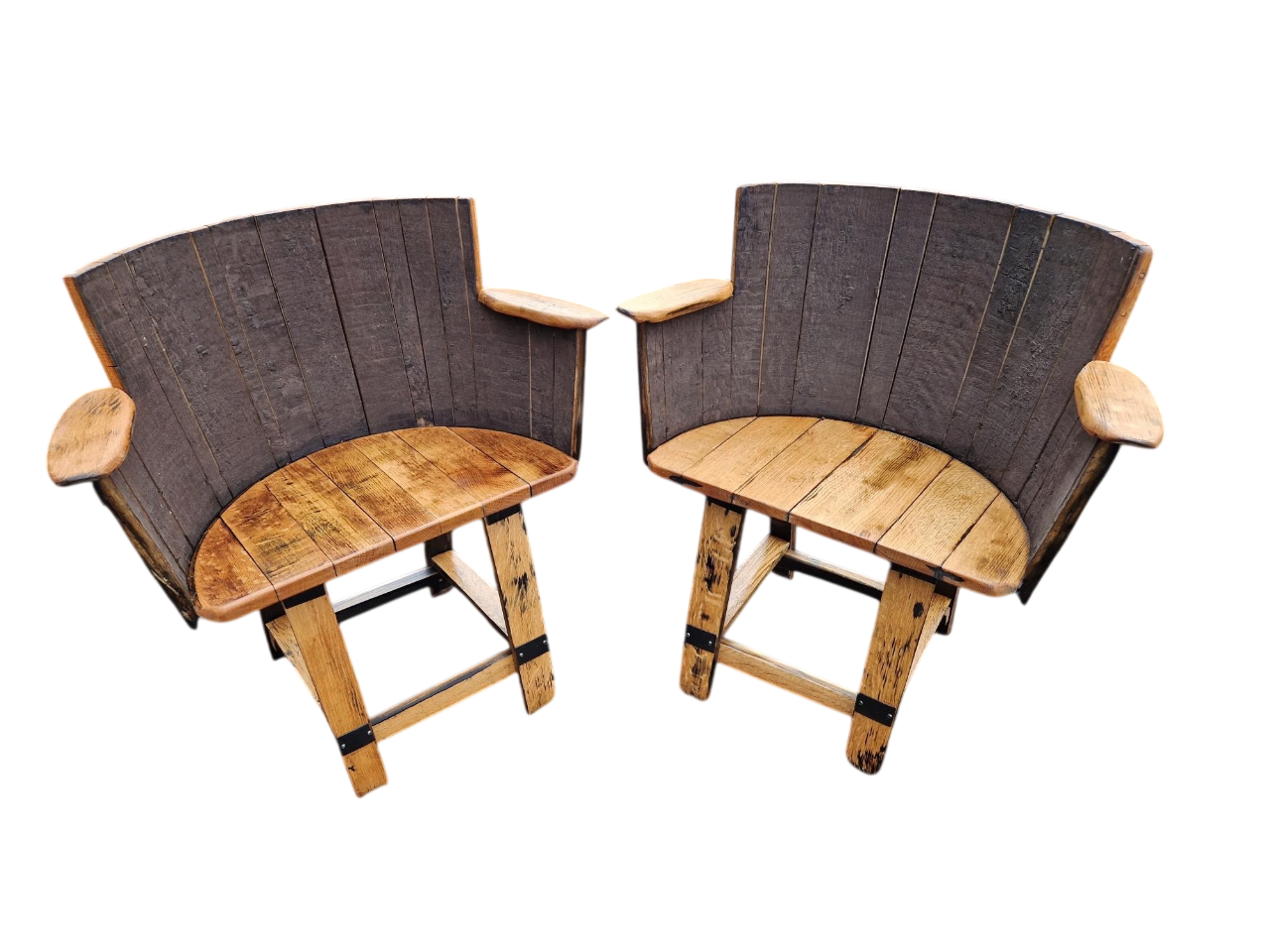 oak barrel armchair duo