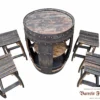 Rustic Dark Oak Whiskey Barrel Bar Set (Table + 4 Stools) - Image 3