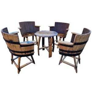Whiskey Barrel Armchairs & Coffee Table Set ​