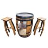 Open Whiskey Barrel & 2 Stools Set