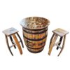 Barrel Cabinet Table & 2 Stools Set