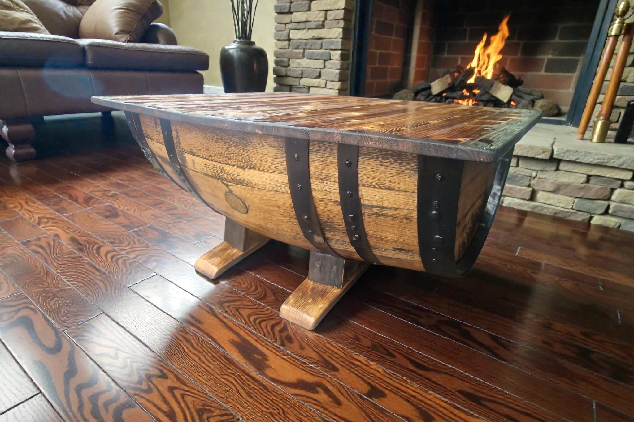 whiskey barrel coffee table