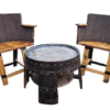 Rustic Whiskey Barrel Lounge Set (2 Chairs + Table) - Image 4