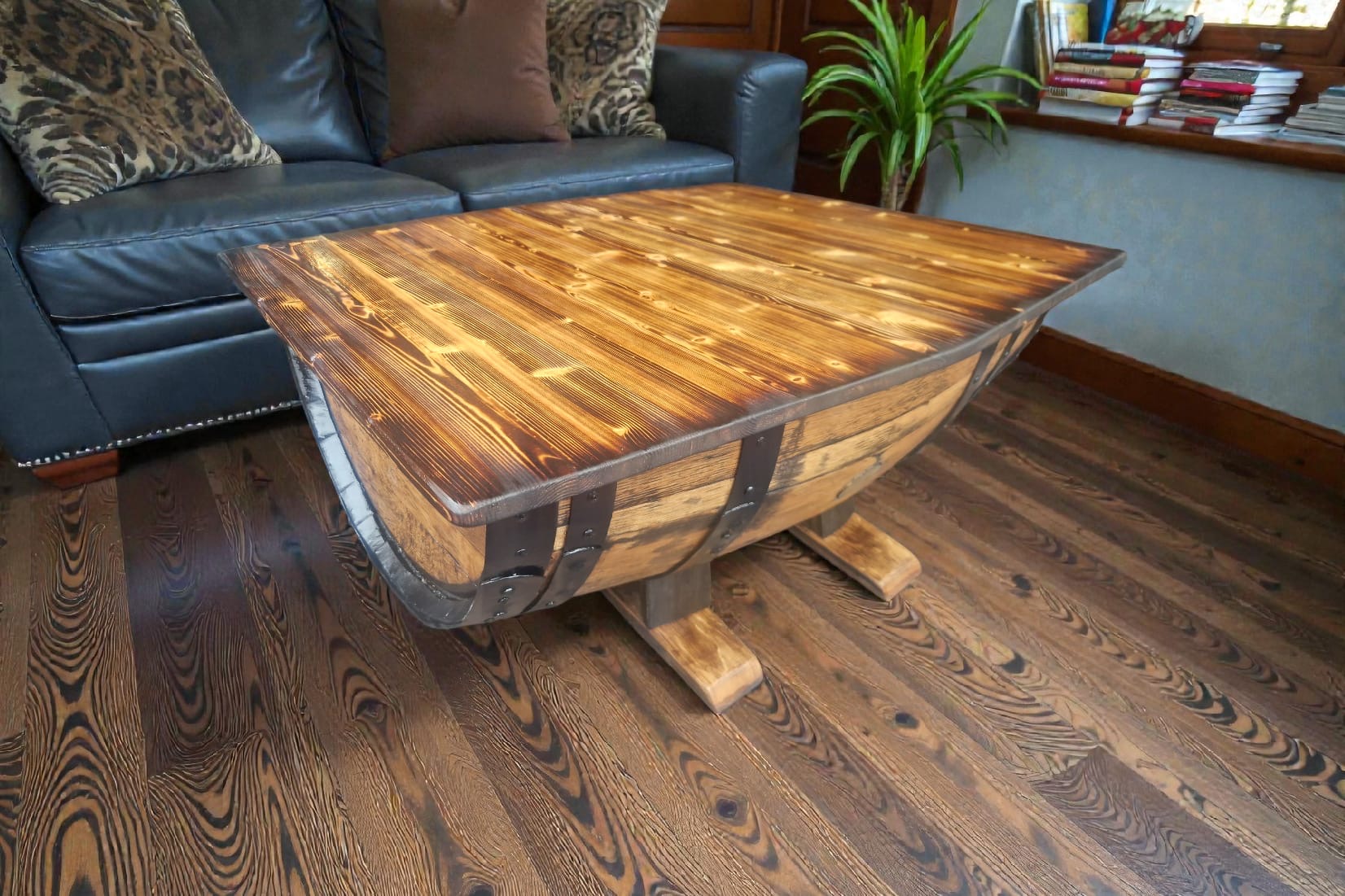 whiskey barrel coffee table