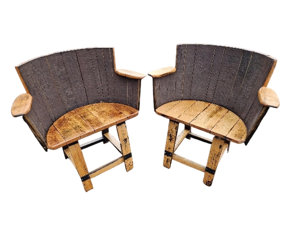 Rustic Whiskey Barrel Lounge Set (2 Chairs + Table) - Image 3