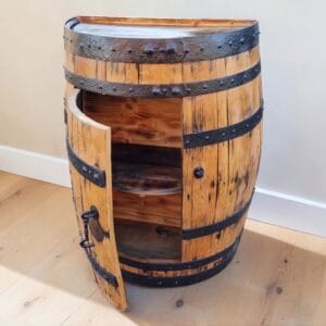 Half Whiskey Barrel Bar Cabinet