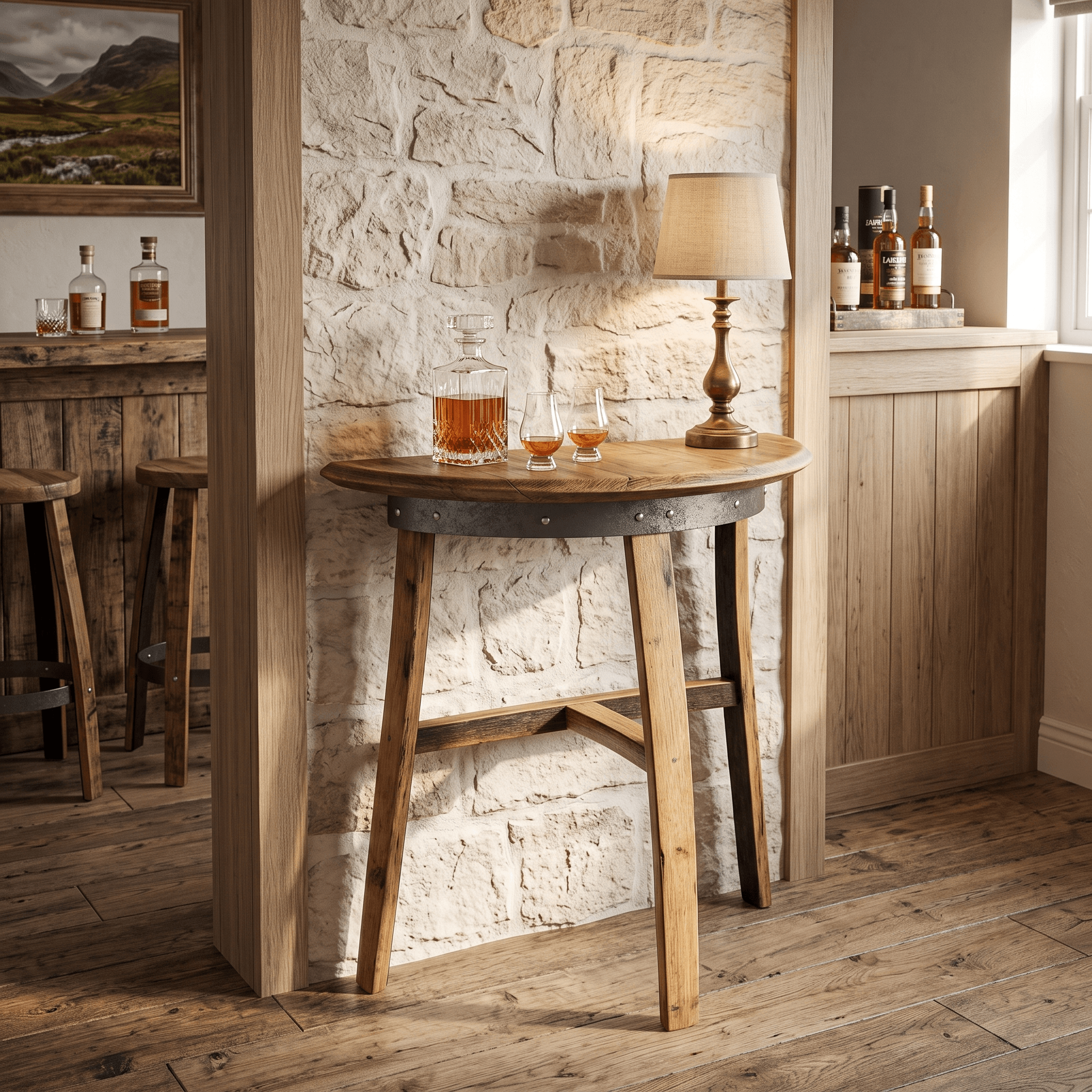 Whiskey Barrel Console Table – hero view