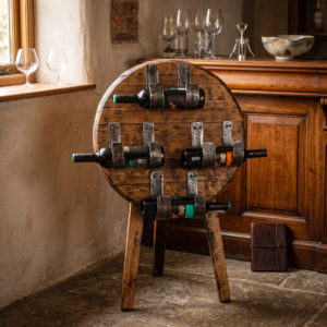 Circular Whiskey Barrel Wine Rack – hero view