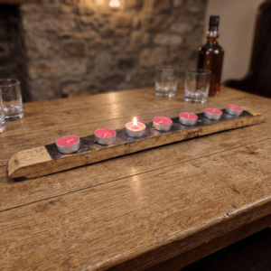 Whiskey Barrel Candle Holder – lifestyle setting
