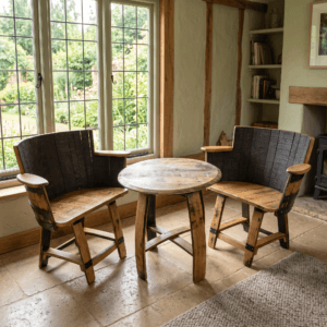 Oak Barrel Armchair Set – hero view