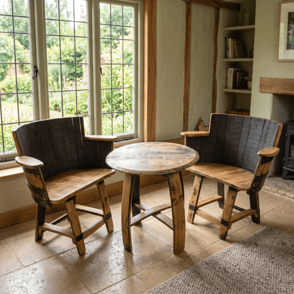 Oak Barrel Armchair Set – hero view