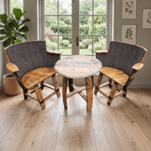 Oak Barrel Armchair Set – lifestyle setting