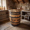 Rustic Whiskey Barrel Table with Storage