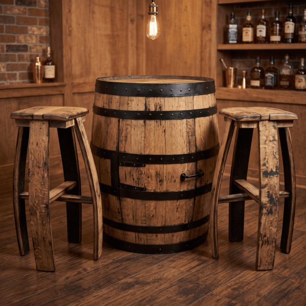 Oak Barrel Cabinet Set – hero view