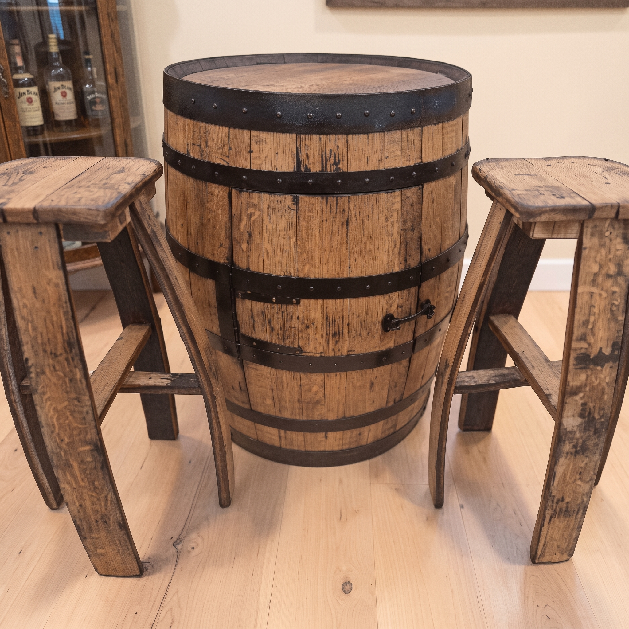 Oak Barrel Cabinet Set – workmanship detail