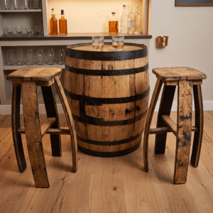 Oak Barrel Cabinet Set – lifestyle setting