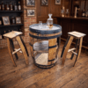 Open Whiskey Barrel & 2 Stools Set​