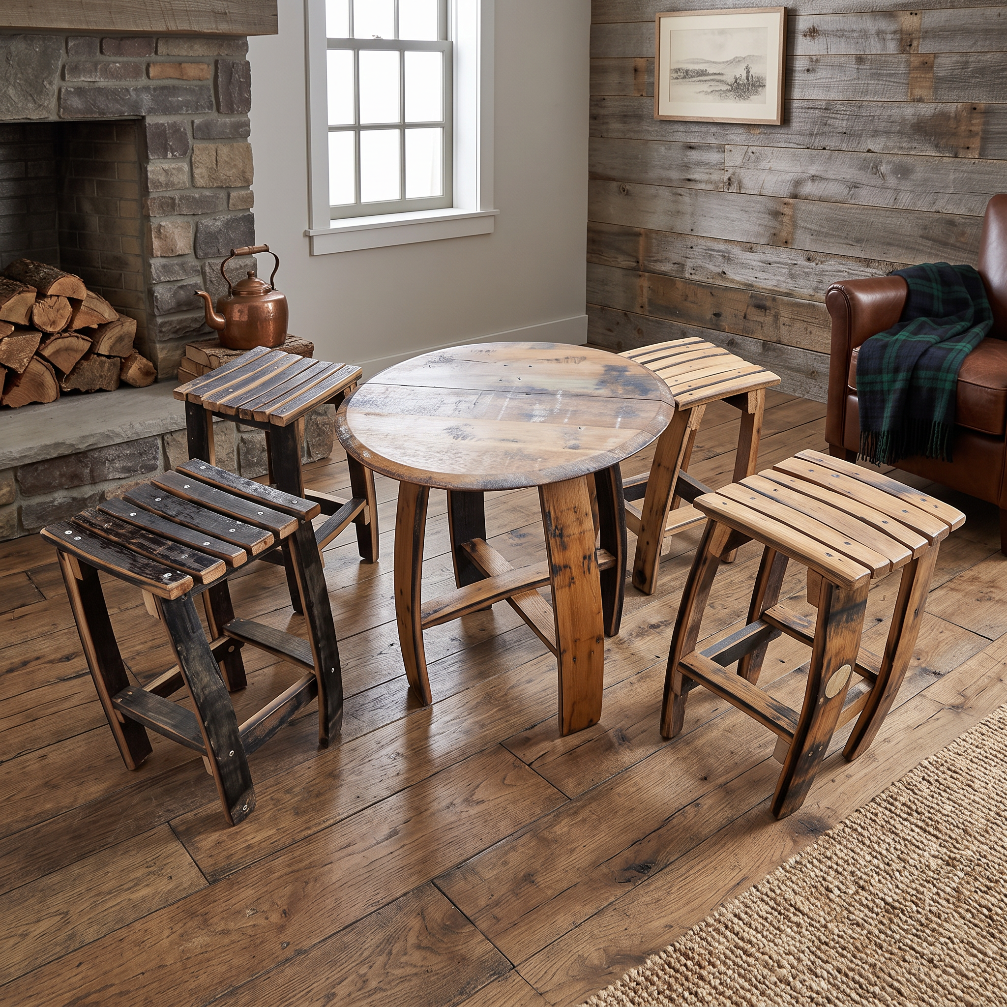 Mini Whiskey Barrel Stool & Coffee Table – alternate full product view