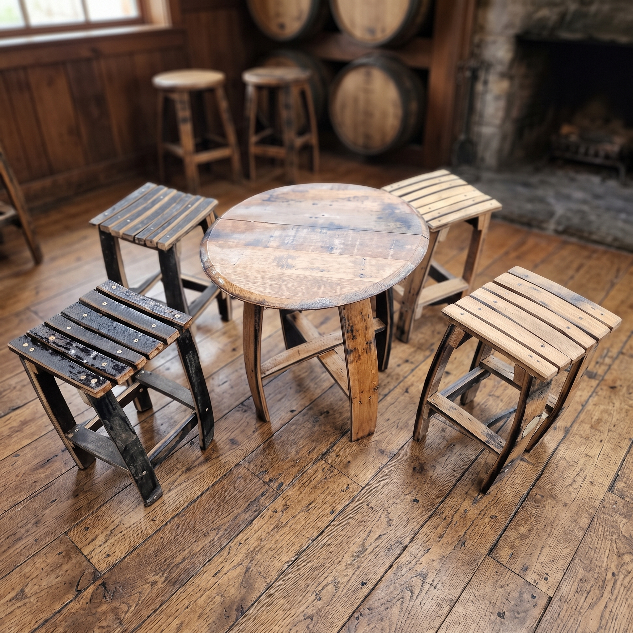 Mini Whiskey Barrel Stool & Coffee Table – workmanship detail