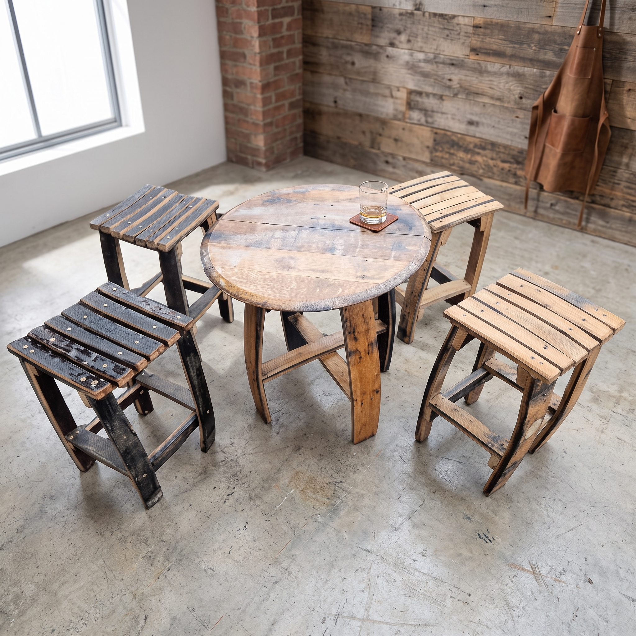 Mini Whiskey Barrel Stool & Coffee Table – lifestyle setting