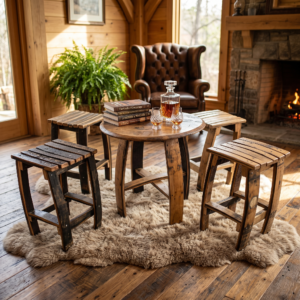 Mini Whiskey Barrel Stool & Coffee Table – hero view