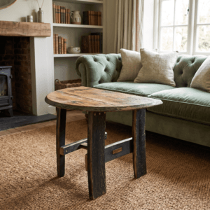 Reclaimed Half Moon Coffee Table – lifestyle setting