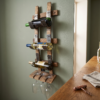 Handcrafted Vertical Stave Wine Rack (with Glass Holder)