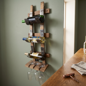 Handcrafted Vertical Stave Wine Rack – lifestyle setting