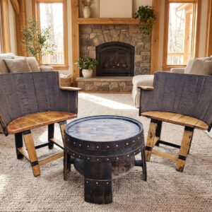 Rustic Whiskey Barrel Lounge Set – lifestyle setting
