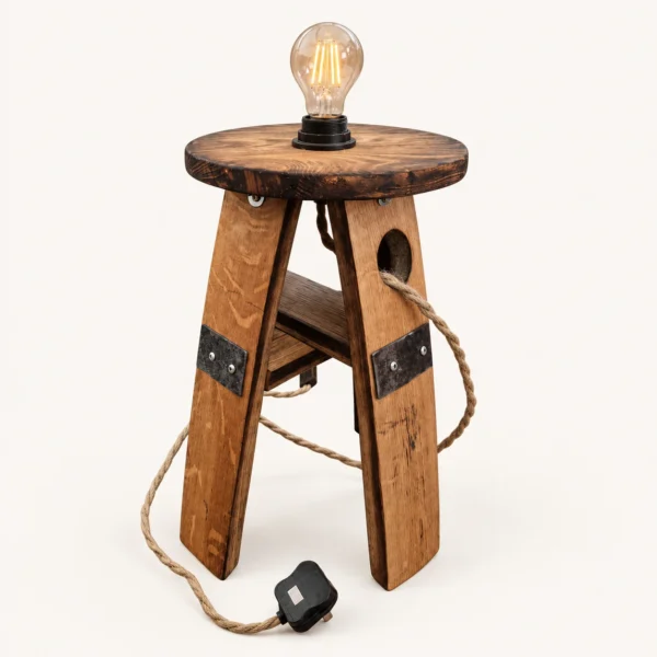 Oak Whiskey Barrel Lamp