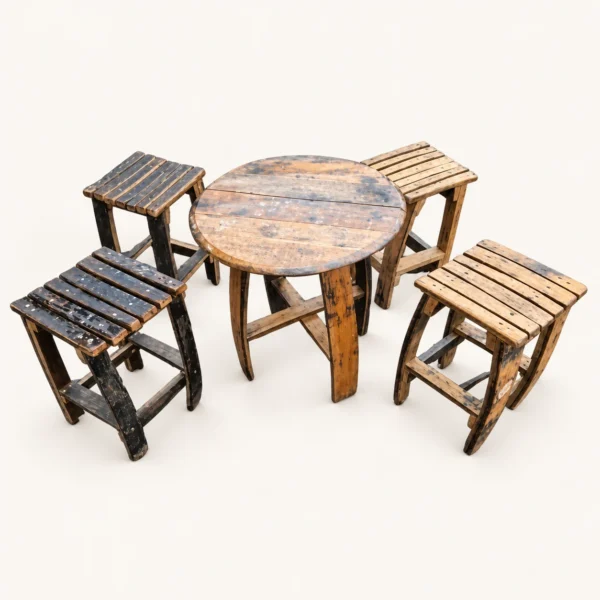 Mini Whiskey Barrel Stool & Coffee Table