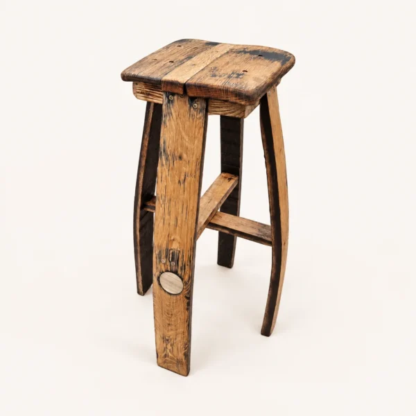 Reclaimed Oak Whiskey Barrel Bar Stool
