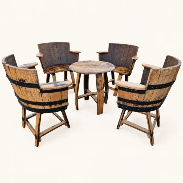 Whiskey Barrel Armchairs & Coffee Table Set