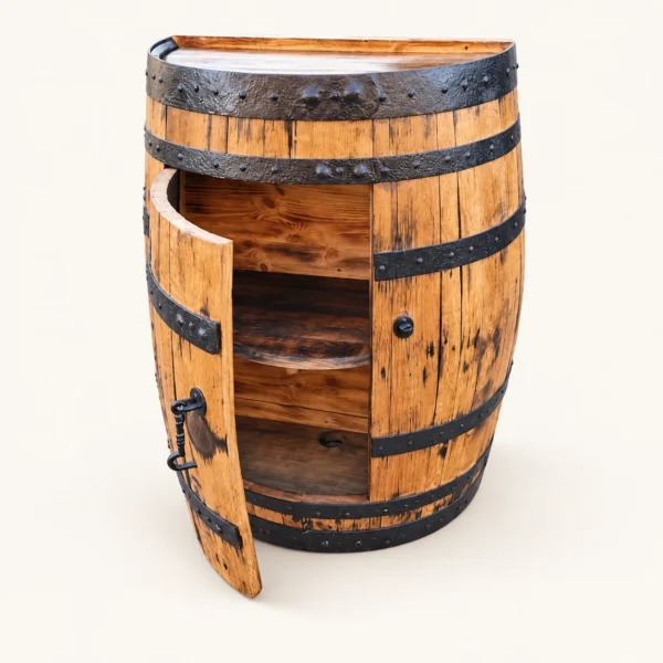 Half Whiskey Barrel Bar Cabinet
