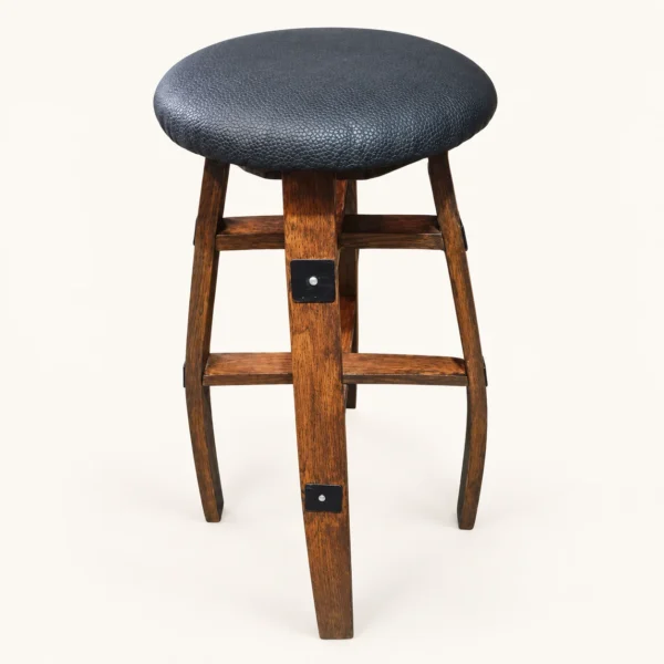 Whiskey Barrel Leather Bar Stool