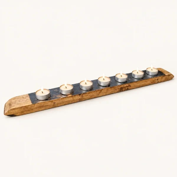 Whiskey Barrel Candle Holder – Reclaimed Oak Tealight Centrepiece