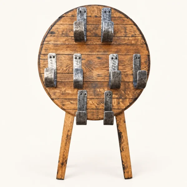 Circular Whiskey Barrel Wine Rack – 4‑Bottle Floor Stand