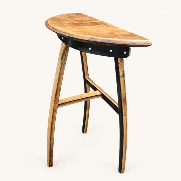 Whiskey Barrel Console Table – Rustic Reclaimed Oak
